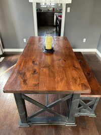 Solid Amish Harvest Table & Bench