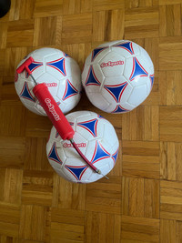 3 good quality soccer balls+ soccer pump 