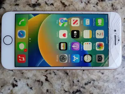 iPhone 8 sim not working back has crack good for apps wifi, View more