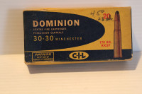 VINTAGE Boite VIDE DOMINION  C-I-L 30-30. 1950-60