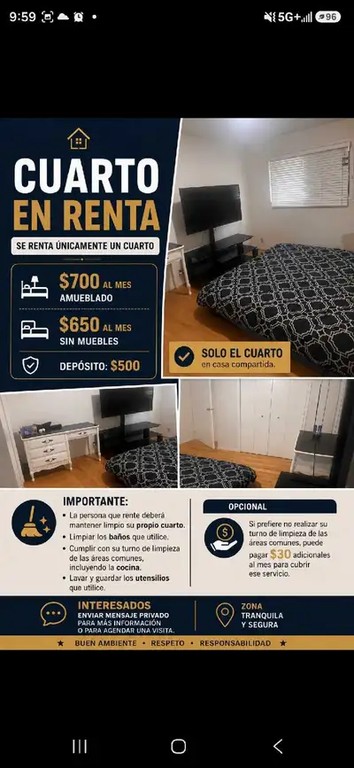 650 no furnished and 700 furnished all included