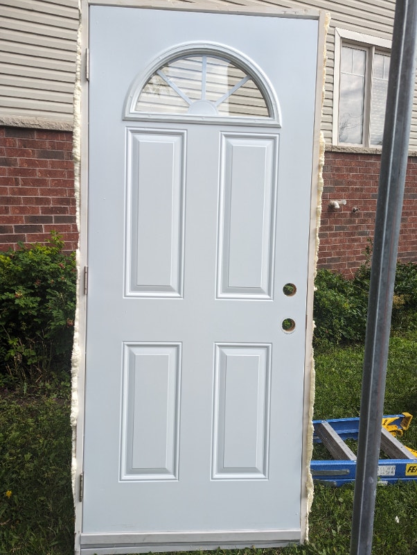 Exterior Entrance Gentek Door w Half Moon Window Windows, Doors