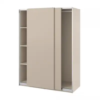 Selling an IKEA PAX / HASVIK wardrobe in beige / gray-beige with sliding doors. Very spacious and gr...