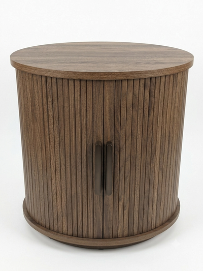 LIKEMET Round Walnut End Side Night Table Brand New, View more