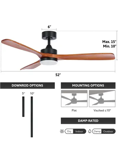 VONLUCE Ceiling Fan with Lights and Remote, 52" Oudoor Ceiling F, View more