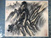 Vintage original Chinese landscape hand painting on silk signed