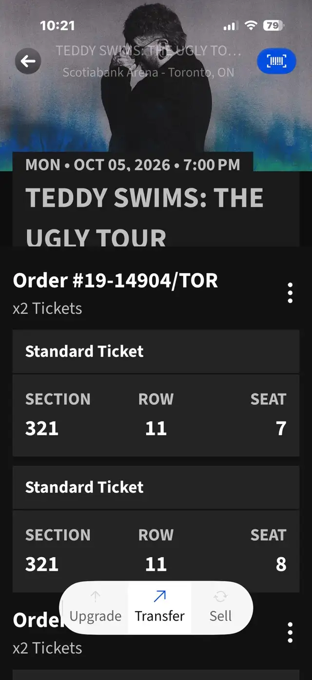 teddy swims Toronto 2 tickets 