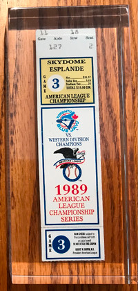 1989 ALCS Toronto Blue Jays 1 inch Encased actual Stub Game 3