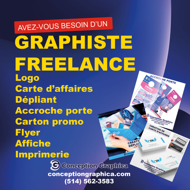 Graphiste – Logo, Cartes d’affaires, Site web, Imprimerie dans Autre  à Laval/Rive Nord
