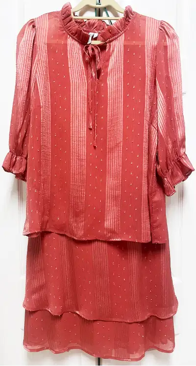 Terracotta-Peach 2-piece Blouse & Skirt Set, sz. L, View more