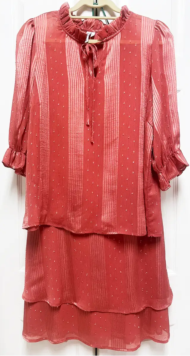 Terracotta-Peach 2-piece Blouse & Skirt Set, sz. L in Women's - Dresses & Skirts in Delta/Surrey/Langley - Image 2