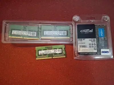 Samsung DDR4 4 GB 1x 3200mhz (M471A5244GBO) Like New $30 Samsung DDR5 16GB kit (8 GB 2x 5600mhz M425...