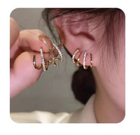 *****Pierced Earrings - Cubic Zirconia / Gold Color*****