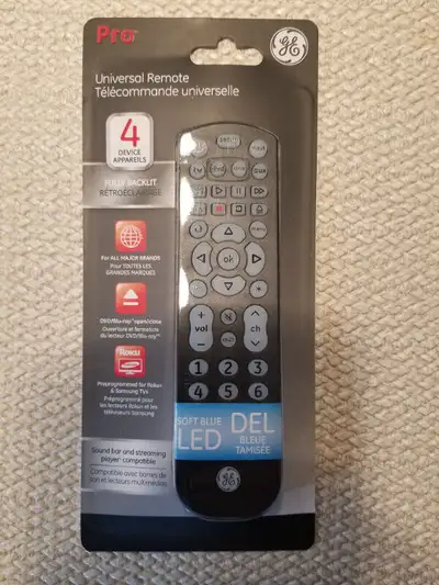 GE Backlit Universal Remote Control for Samsung, Vizio, LG, Sony, Sharp, Roku, Apple TV, RCA, Panaso...
