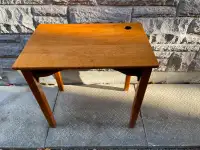 1930s solid wood School desk with inkwell and pencil groove,