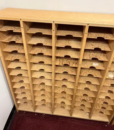 Wood Shelf Unit for Filing  papers or sales literature, View more
