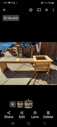 Slat bench with built in planter 