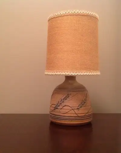 Artisan decorator pottery lamp and shade, View more