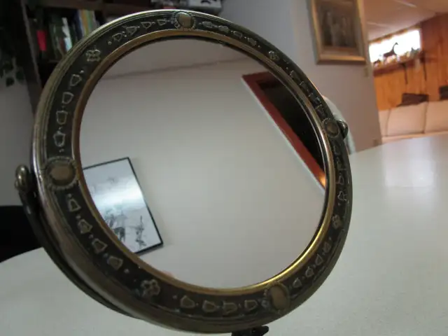 20th century , bronze , middle east vanity mirror 9" please read63005665832195123