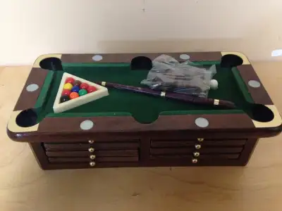 Brand new old stock mini pool table 8 coaster set. This is a brand new set from the 70's. The box is...