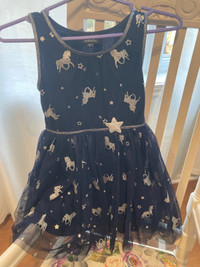 Girls Navy and silver sparkle unicorn dress