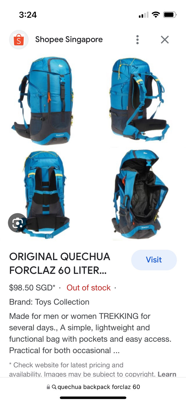 Quechua Forclaz 60L backpack Decathlon in Fishing, Camping & Outdoors in Napanee - Image 2