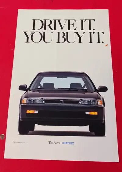 1990 RETRO HONDA ACCORD AD YOU DRIVE IT YOU BUY IT / ANNONCE, View more