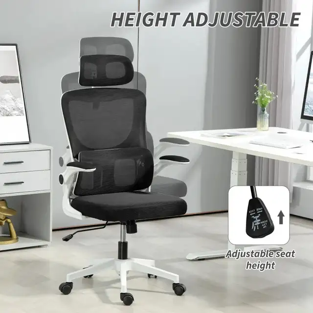 High Back Office Chair, Mesh Computer Desk Chair with Rotatable  in Chairs & Recliners in Markham / York Region - Image 10