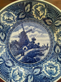 Delft Wall plate Blue and White windmill 