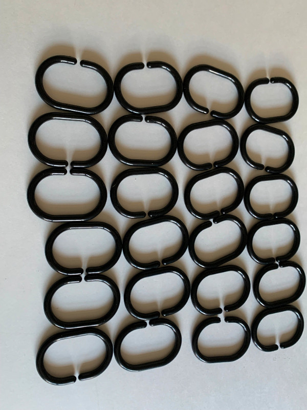 24 pcs Black Shower Curtain Rings (GC1) dans Articles pour la salle de bains  à Calgary - Image 4