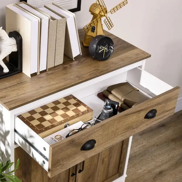 Wood grain Farmhouse Sideboard, Storage Cabinet Drawer 2 Doors  in Hutches & Display Cabinets in Markham / York Region - Image 9