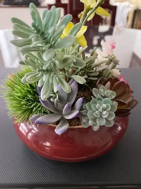 Beautiful Artificial Flowering  Cactus Plants in Ceramic Pot63234702853891122