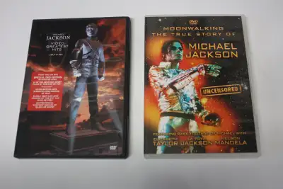 2 MJ dvd's. Moonwalk, the true story of.... and Greatest Video Hits. 90 mins. No shipping $3 each or...