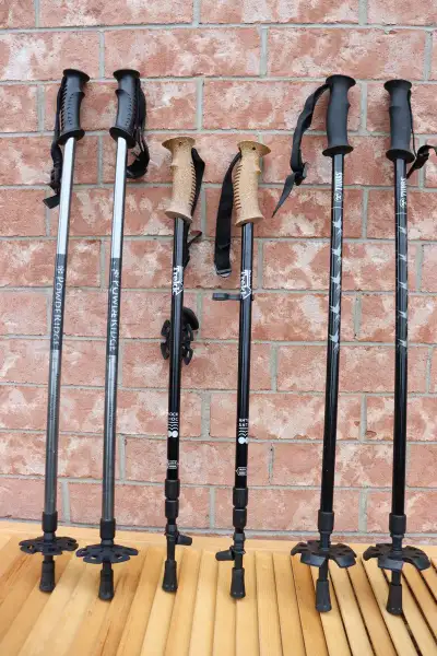 3 pairs hiking walking sticks trekking poles adjustable, View more