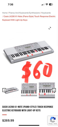 Casio e keyboard with light up keys