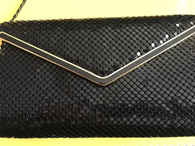 Vintage Black Mesh Clutch from the 1990's, View more