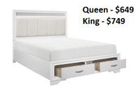 NEW QUEEN/KING PLATFORM BEDS WITH FOOTBOARD STORAGE!