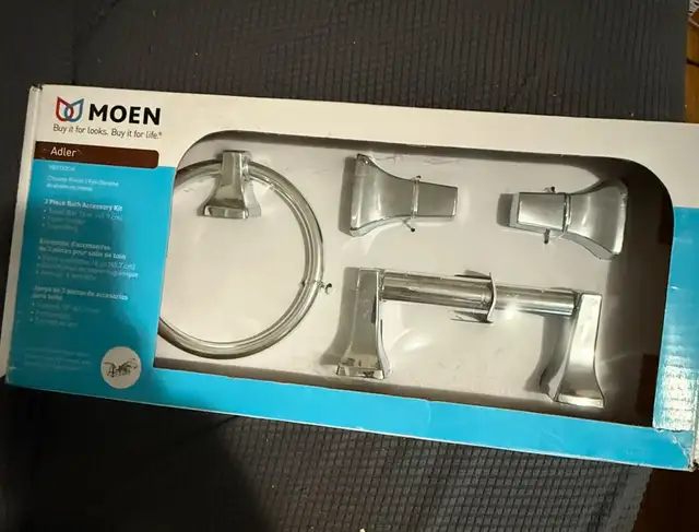 NEW: Moen  Adler Spring Loaded Paper Holder Bar/Towel Ring, in Bathwares in Ottawa - Image 3