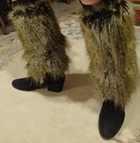 Leg warmers, faux fur,long fibres 18 inches long, Just the thing