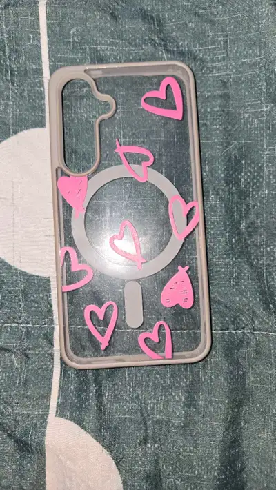 Clear phone case with pink, View more