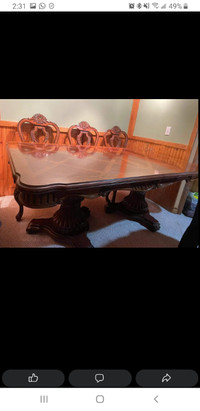 Wood table with chairs