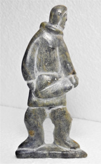 Inuit soapstone carving sculpture MAN by late Isah Papialuk