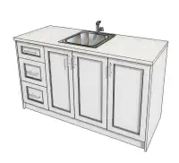 60 Inch Kitchen Island with 15 inch drawers and sink cabinet