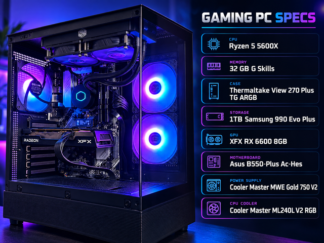 Gaming PC | Ryzen 5 5600X | RX 6600 8GB | 32GB RAM | 1TB NVMe | Desktop ...