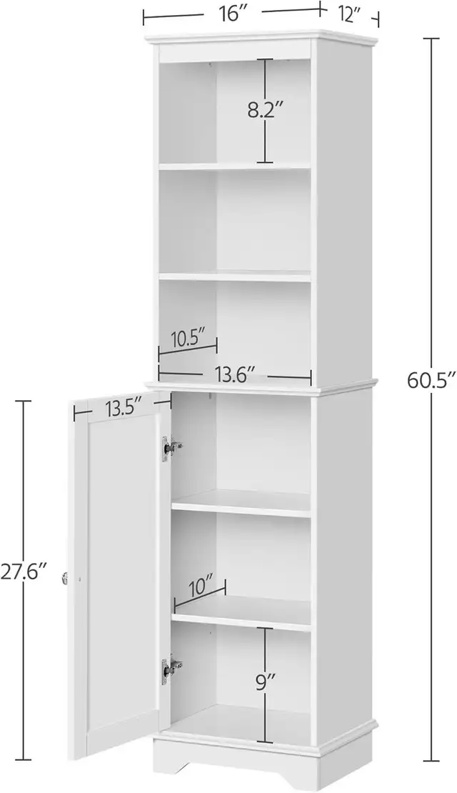 Freestanding Tall Slim Storage Cabinet with 3 Shelves & Door in Home Décor & Accents in Markham / York Region - Image 3