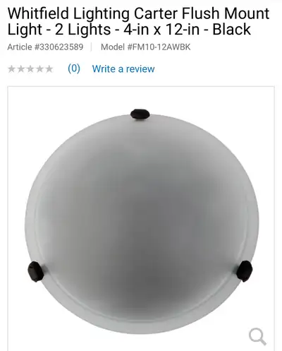 BEAUTIFUL NEW 12” FLUSHMOUNT LIGHT WITH BLACK ACCENTS , View more