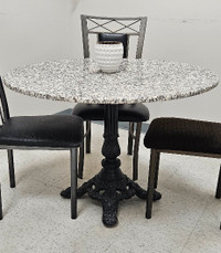 Grigio Sardo Granite Table w/ Victorian Wrought Iron Base