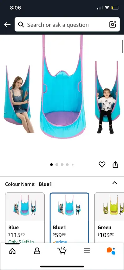 This is a blue and pink kids swing. I bought it a couple of years ago and it's been sitting in stora...