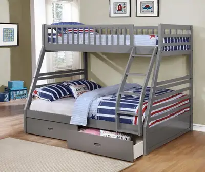 Beautiful modern wooden single over double bunkbed with drawers on sale Two drawers included Only $5...