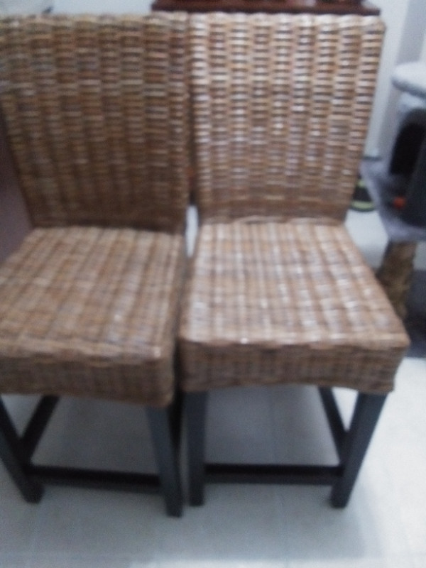 Set of 2 wicker counter stools from Pier 1 in Chairs & Recliners in Kingston - Image 2